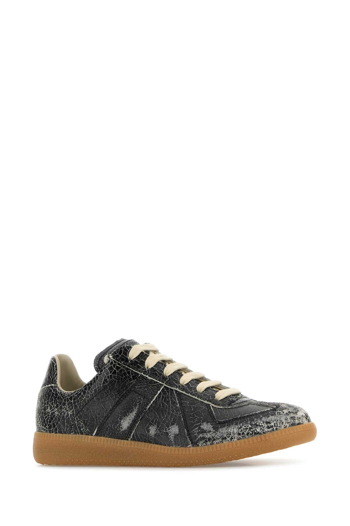 Maison Margiela Women Black Leather Sneakers by Luosophy