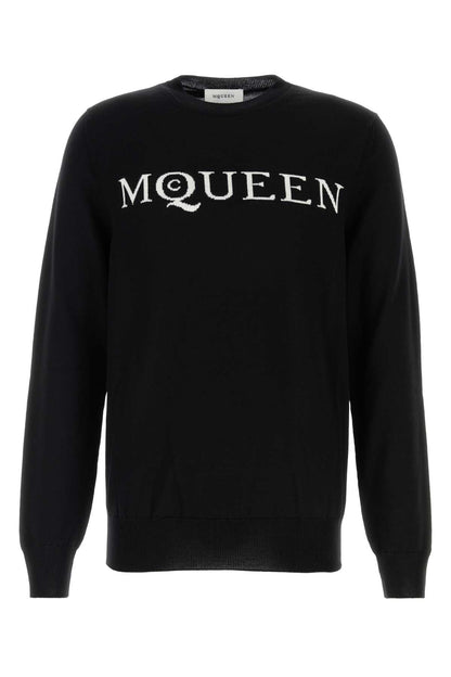 Alexander Mcqueen Men Black Wool Sweater by Luosophy