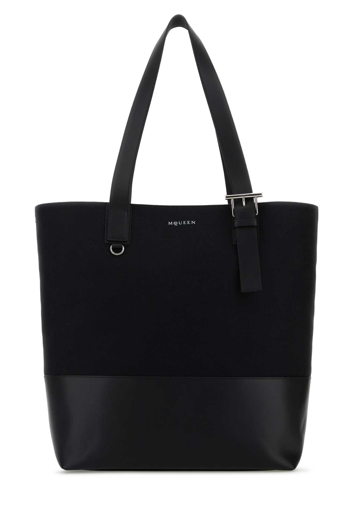 Alexander Mcqueen Men Black Canvas Shopping Bag by Luosophy