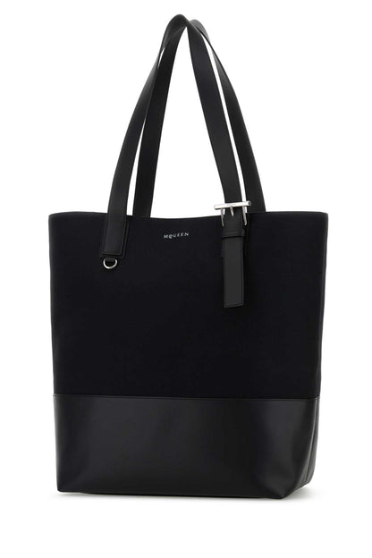Alexander Mcqueen Men Black Canvas Shopping Bag by Luosophy