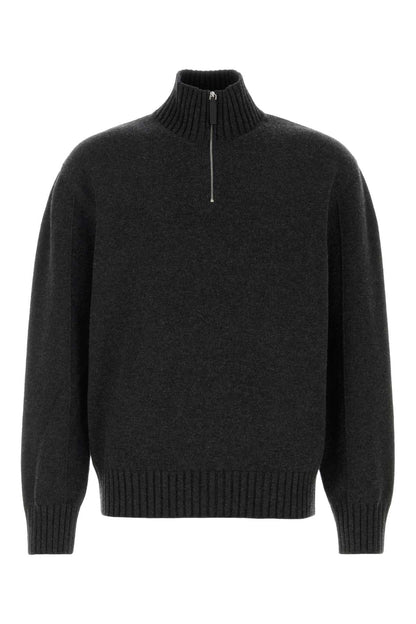 Salvatore Ferragamo Men Slate Cashmere Blend Sweater by Luosophy