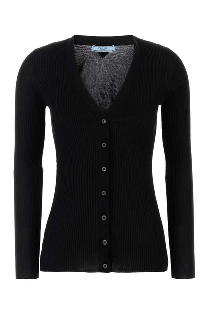 Prada Women Black Cotton Cardigan by Luosophy
