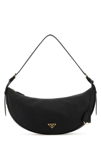 Prada Women Black Leather Large Prada Demi-Lune Crossbody Bag by Luosophy