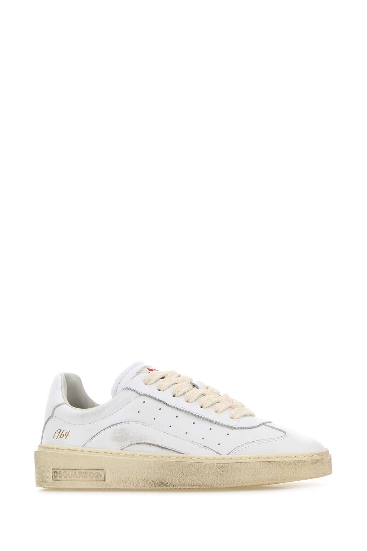 Dsquared Women White Leather Rider Sneakers by Luosophy