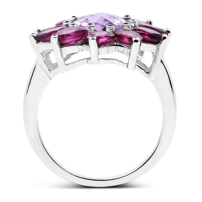 5.65 Carat Genuine Amethyst and Rhodolite .925 Sterling Silver Ring by Bids.com