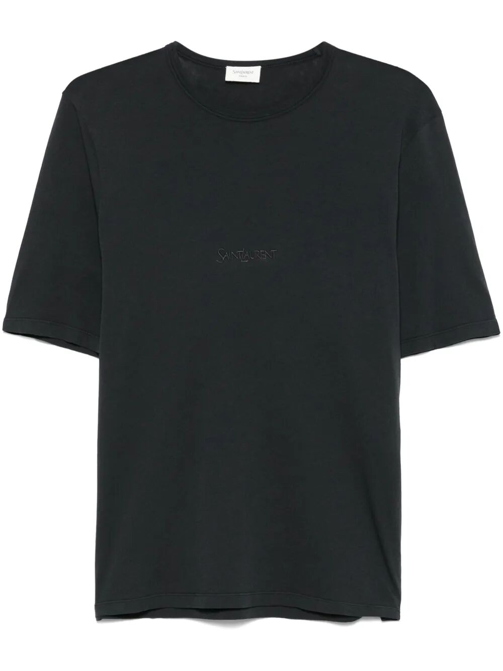 Saint Laurent Men Tonal Logo Embroidery Cotton T-Shirt by Luosophy