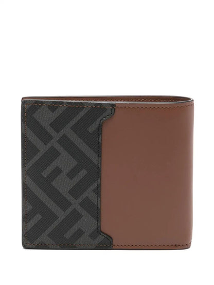 Fendi Men Leather And Ff Canvas Compact Bi-Fold Wallet by Luosophy