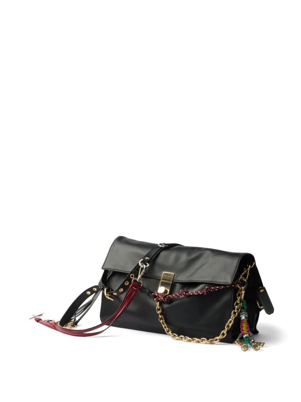 Prada Women Prada Soft Sound Large Leather Shoulder Bag With Charms by Luosophy