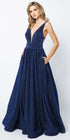 Juliet 201 Plunging V-Neckline Long Glitter Dress A-Line by DiscountDressShop