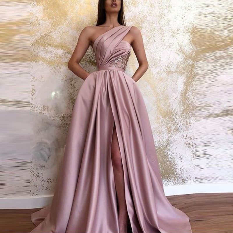 Spring Sexy Split Shoulder Dress Maxi Dress Evening Dress Women  DestGlow