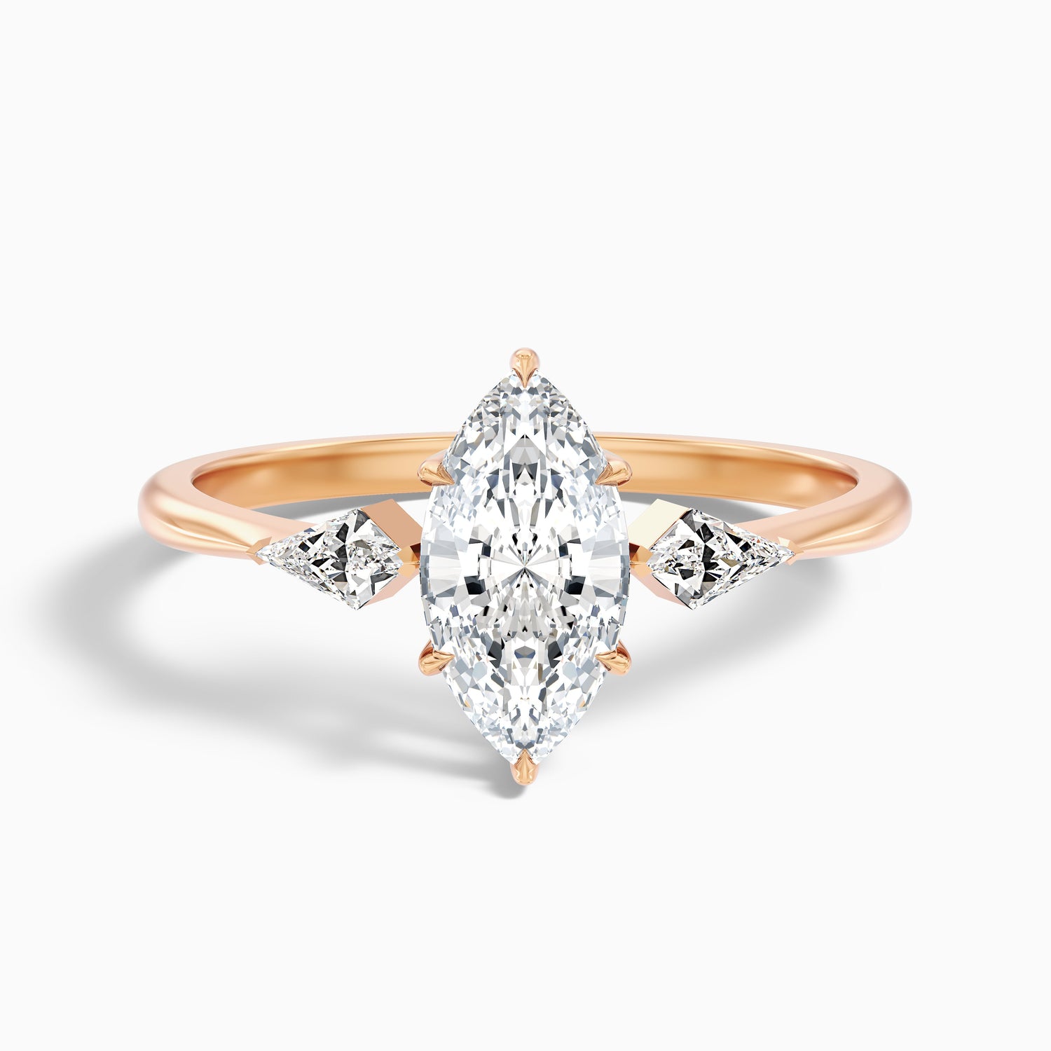 Joie 1 Carat Marquise Cut Side Kite Cut Moissanite Diamond Ring in 10k Yellow Gold