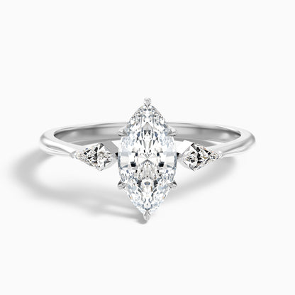 Joie 2.5 Carat Marquise Cut Side Kite Cut Moissanite Diamond Ring in Platinum