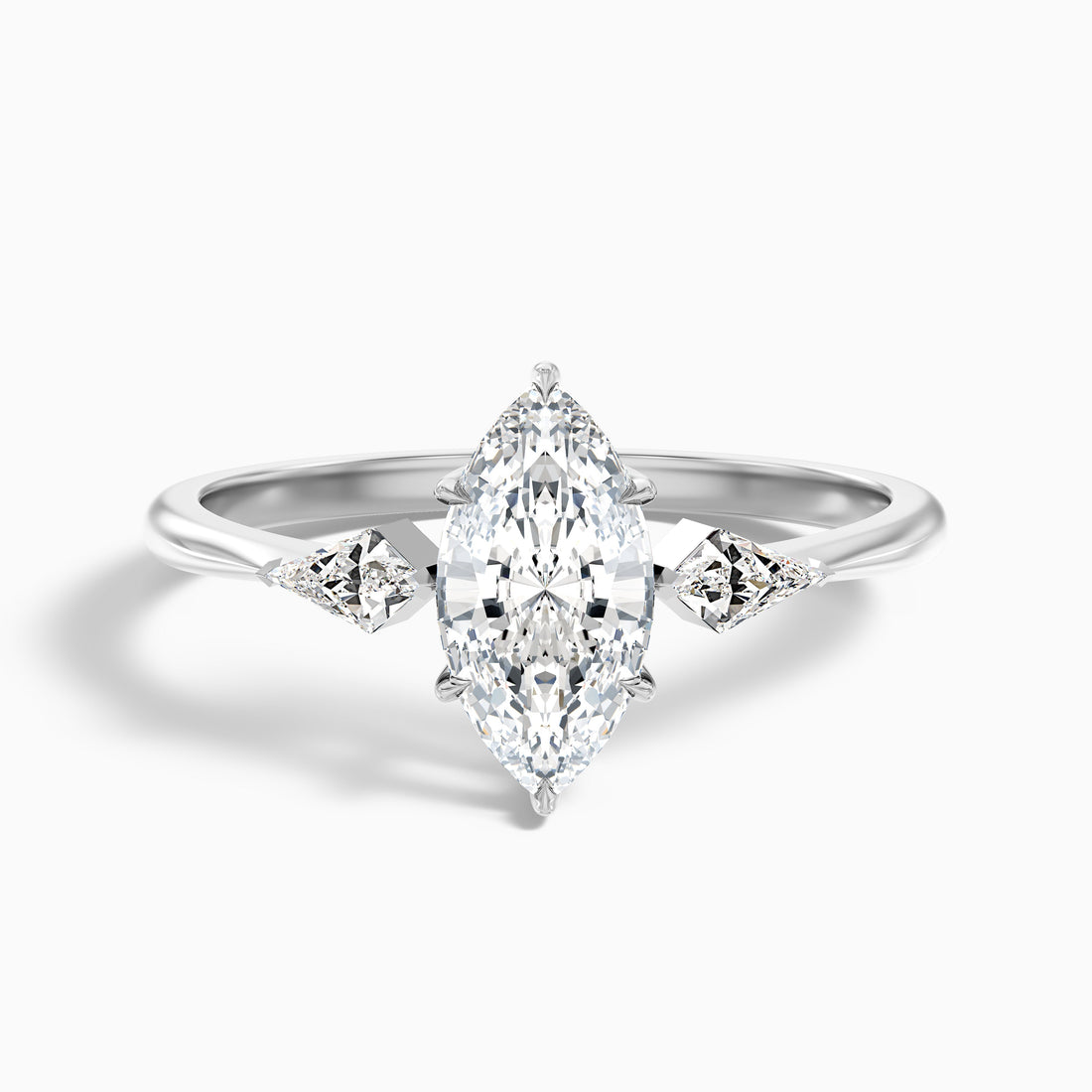 Joie 3.5 Carat Marquise Cut Side Kite Cut Moissanite Diamond Ring in Platinum  DestGlow