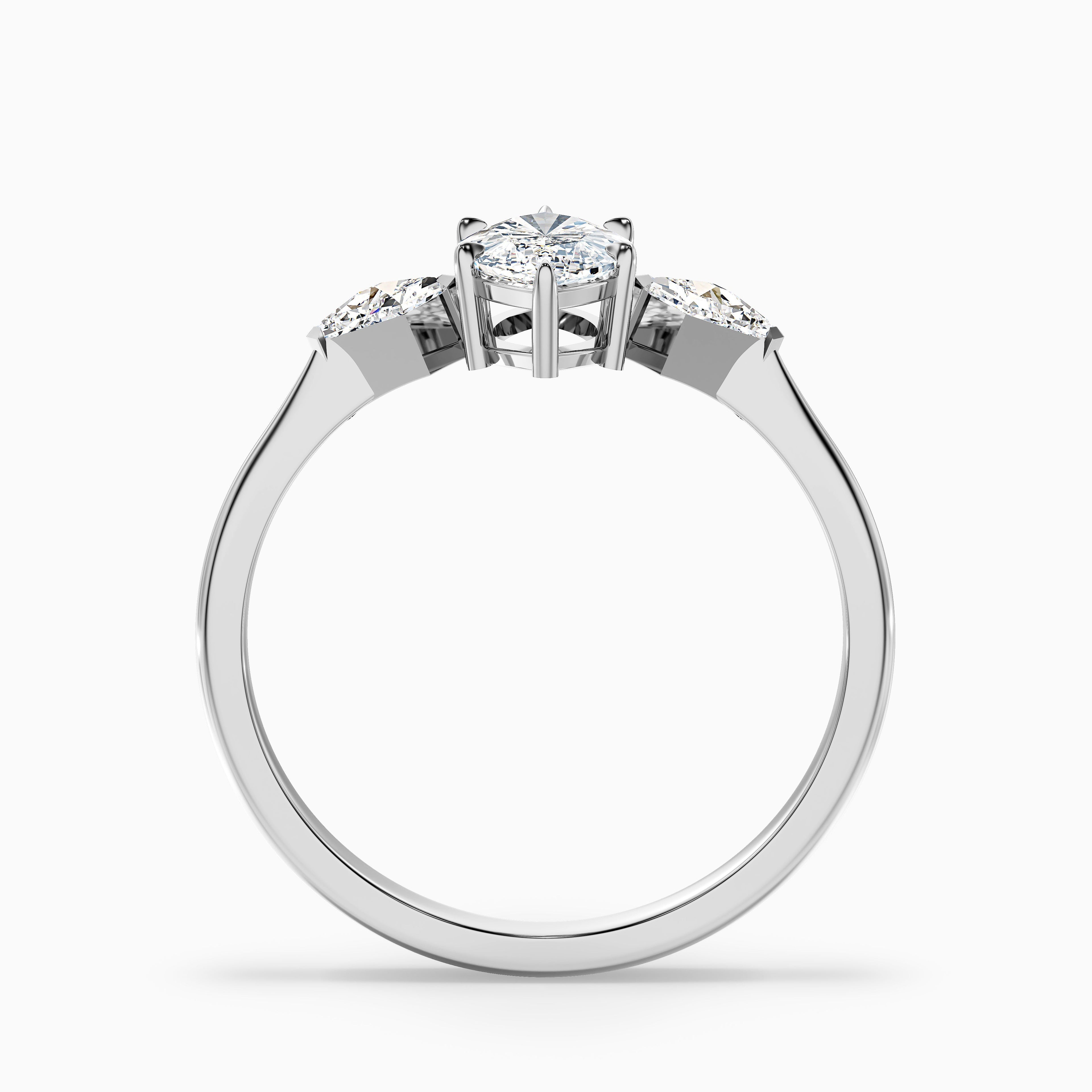 Joie 1.5 Carat Marquise Cut Side Kite Cut Moissanite Diamond Ring in 10k Rose Gold