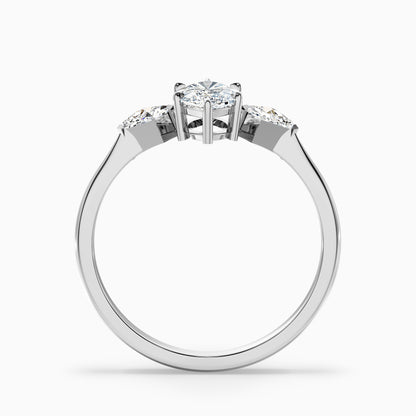 Brona 1.5 Carat Marquise Cut Side Kite Cut Lab Grown Diamond Ring in 14k White Gold