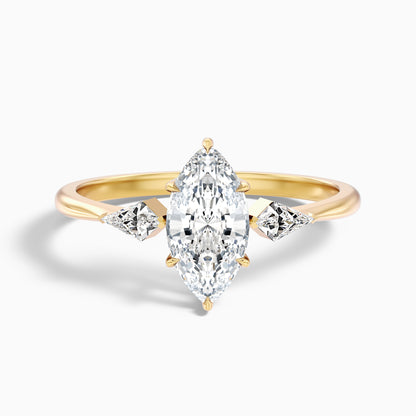 Brona 4.5 Carat Marquise Cut Side Kite Cut Lab Grown Diamond Ring in 18k Rose Gold