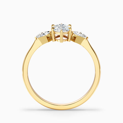 Joie 1 Carat Marquise Cut Side Kite Cut Moissanite Diamond Ring in 18k Rose Gold