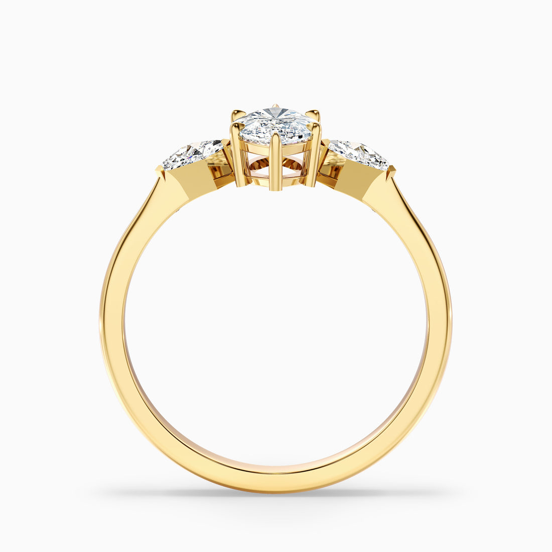 Joie 2.5 Carat Marquise Cut Side Kite Cut Moissanite Diamond Ring in 10k Yellow Gold  DestGlow