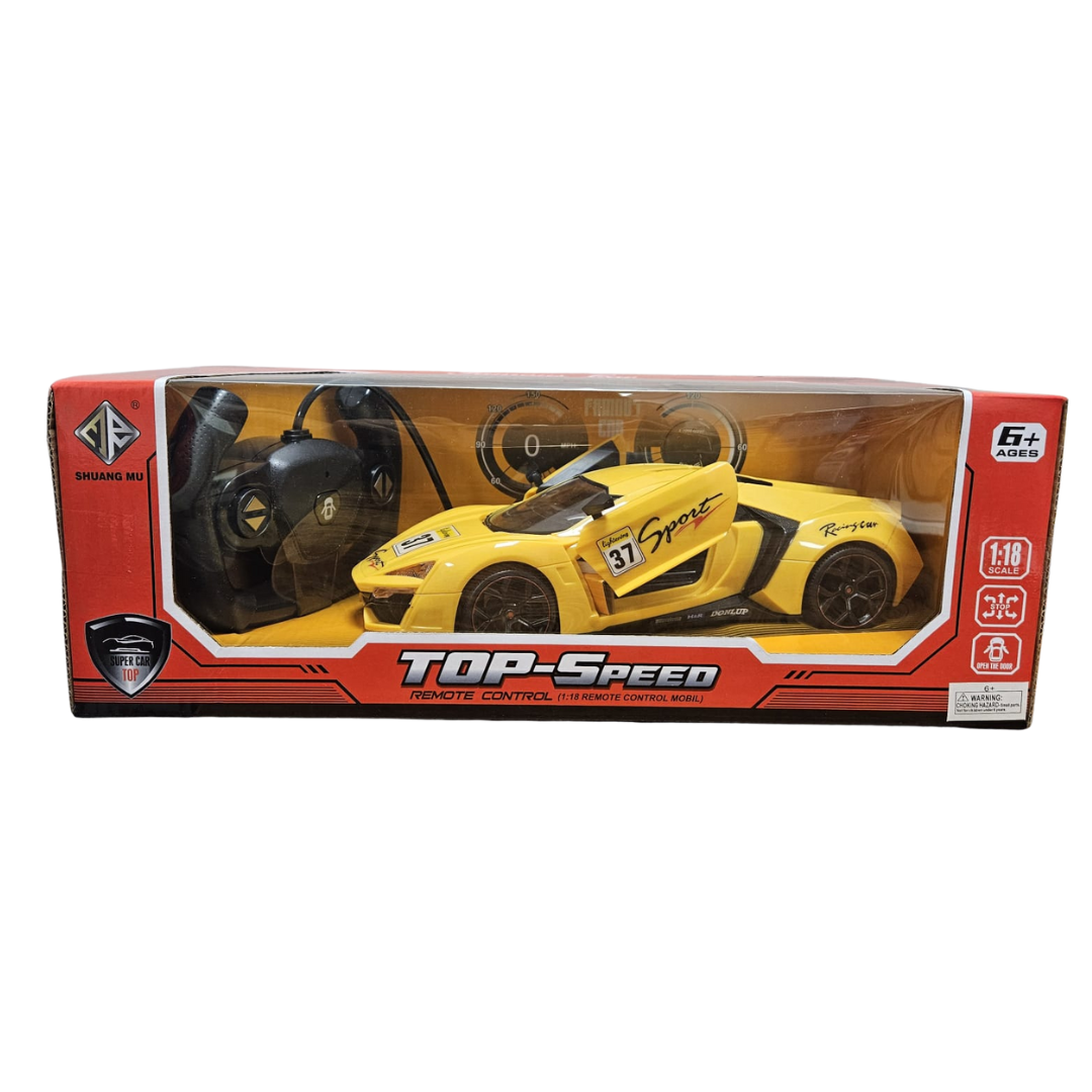 Shuang Mu Top Speed Remote Control Car Yellow (1:18 Scale) by Farmacias Savia