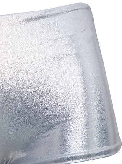 Saint Laurent Women Laminated Jersey Mini Shorts by Luosophy