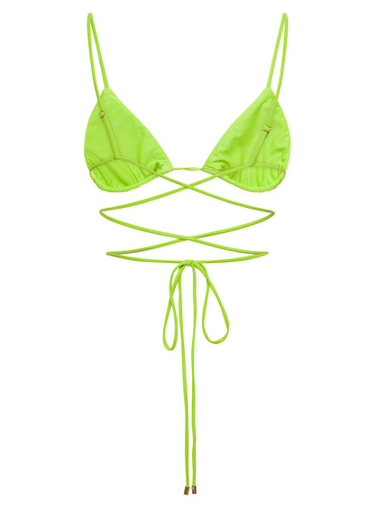 Self-Portrait Women Bikini Top With All-Over Crystal Embellishment In Green Polyamide Woman by Luosophy