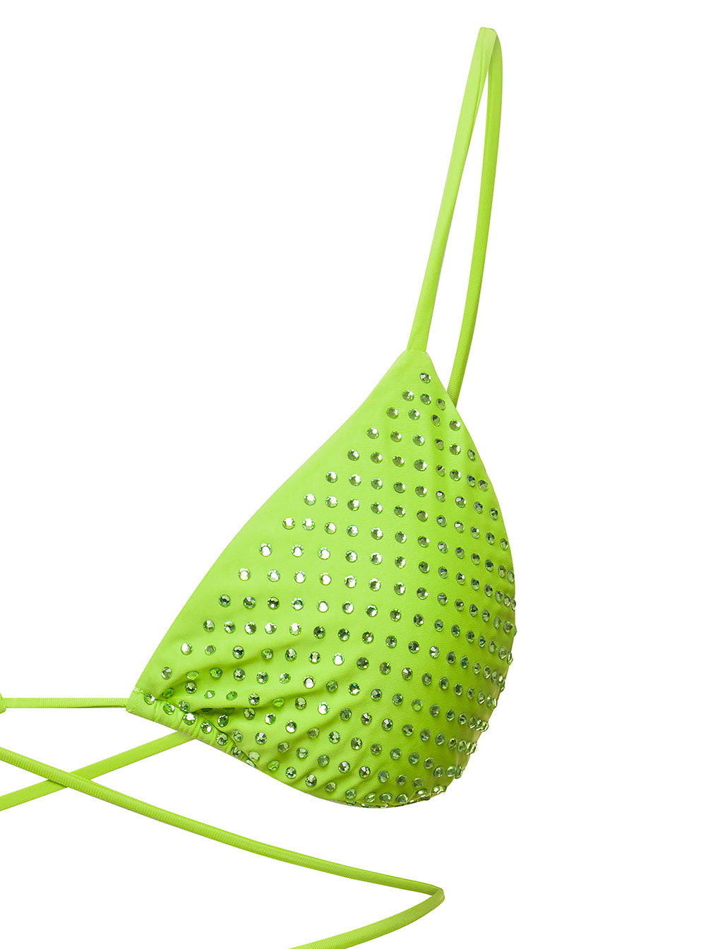 Self-Portrait Women Bikini Top With All-Over Crystal Embellishment In Green Polyamide Woman by Luosophy
