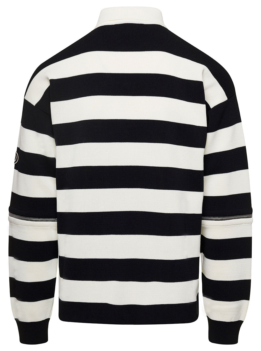 Gucci Men Striped Black And White Knit Polo With Detachable Sleeves In Cotton Man by Luosophy