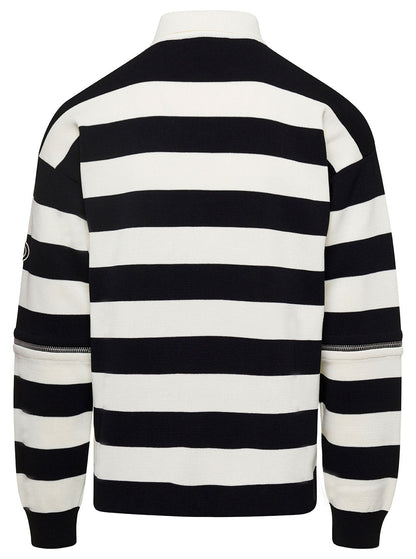 Gucci Men Striped Black And White Knit Polo With Detachable Sleeves In Cotton Man by Luosophy