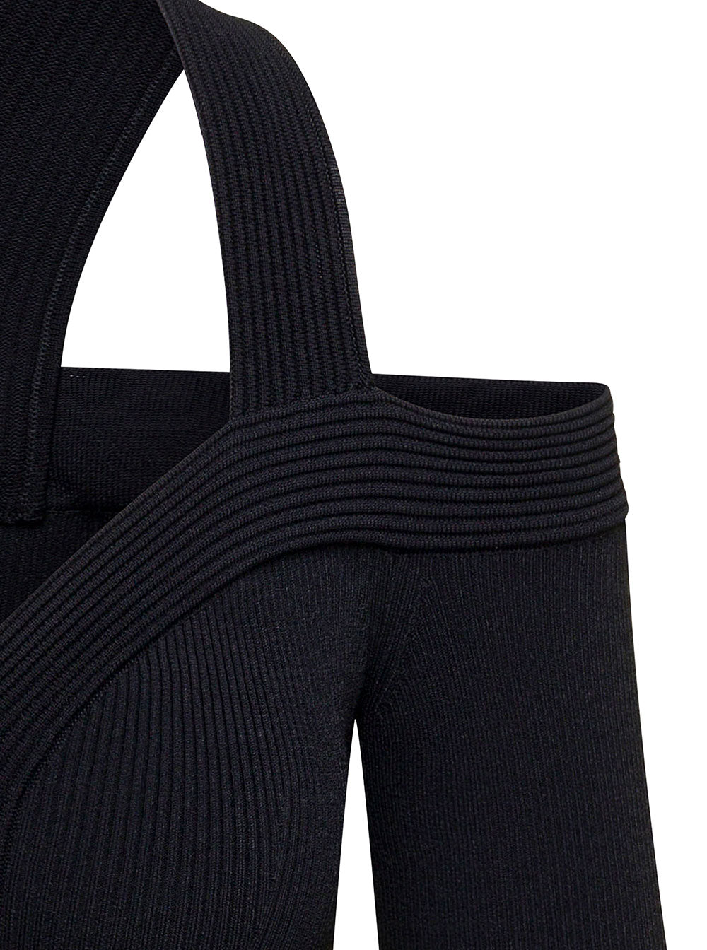 Alexander Mcqueen Women Black Cropped Top With Cut-Out Details Black In Jersey Stretch Woman by Luosophy
