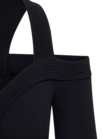Alexander Mcqueen Women Black Cropped Top With Cut-Out Details Black In Jersey Stretch Woman by Luosophy
