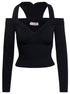 Alexander Mcqueen Women Black Cropped Top With Cut-Out Details Black In Jersey Stretch Woman by Luosophy