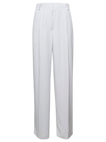 Dries Van Noten Women White Pants With Pressed Crease In Acetate Woman by Luosophy