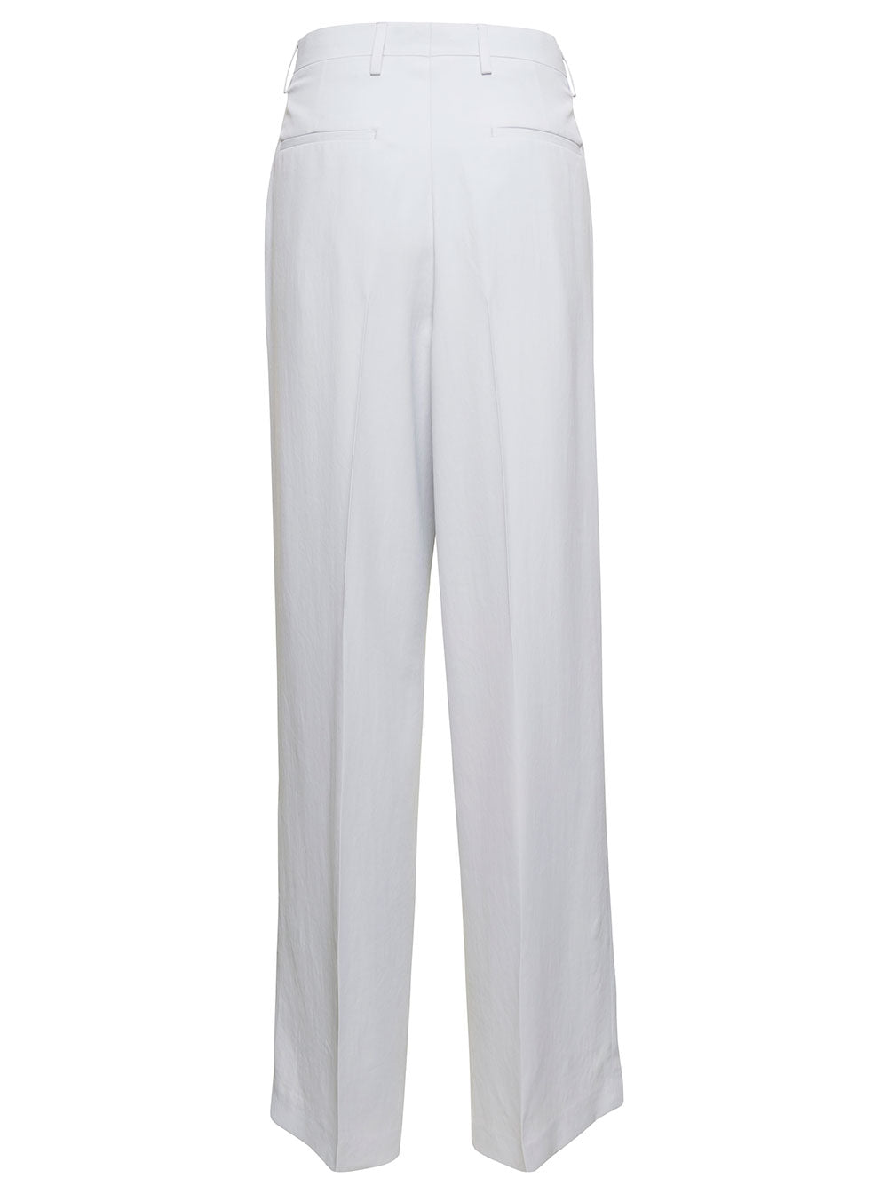 Dries Van Noten Women White Pants With Pressed Crease In Acetate Woman by Luosophy