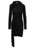 Off-White Women Mini Asymmetric Black Dress With Cut-Out And Ruffle Detail In Viscose Stretch Woman by Luosophy