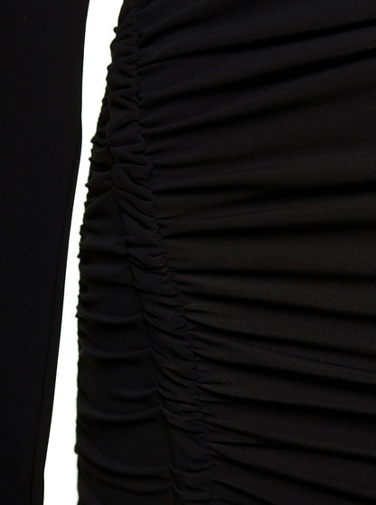 Off-White Women Mini Asymmetric Black Dress With Cut-Out And Ruffle Detail In Viscose Stretch Woman by Luosophy