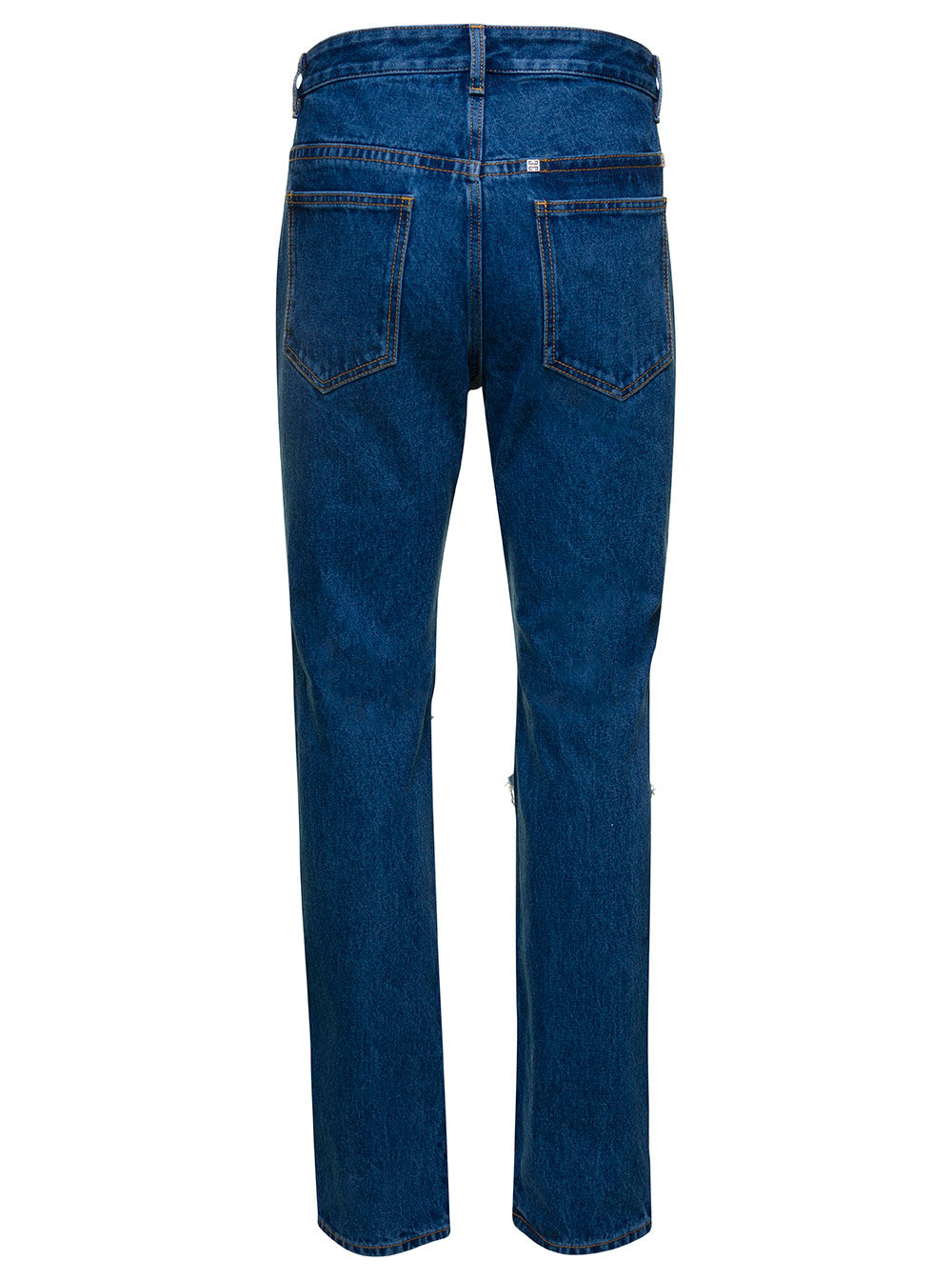 Givenchy Men Blue Jeans With Zip And Rips Details In Cotton Denim Man by Luosophy