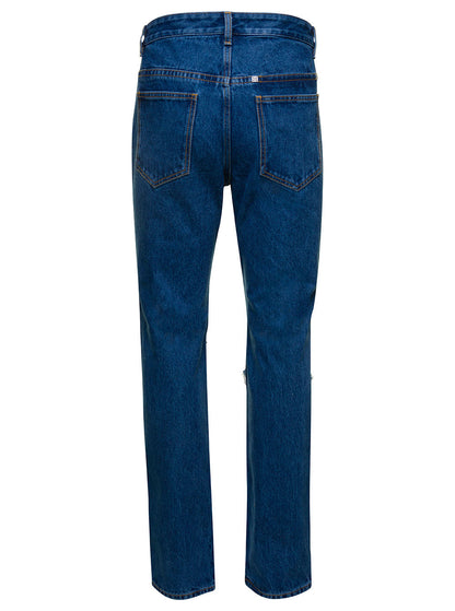 Givenchy Men Blue Jeans With Zip And Rips Details In Cotton Denim Man by Luosophy