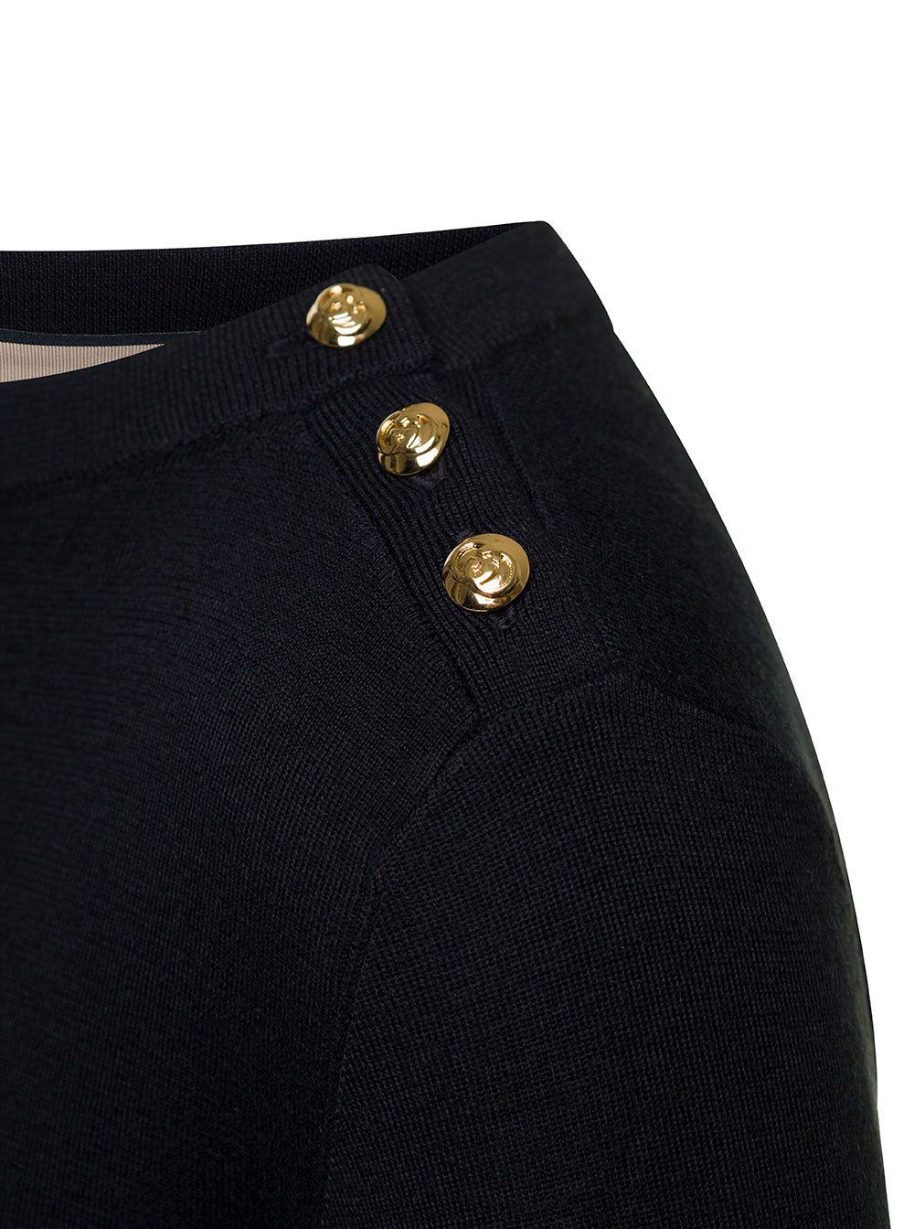 Gucci Women Black Sweater With Boat Neckline And Golden Logo Buttons In Cashmere Woman by Luosophy
