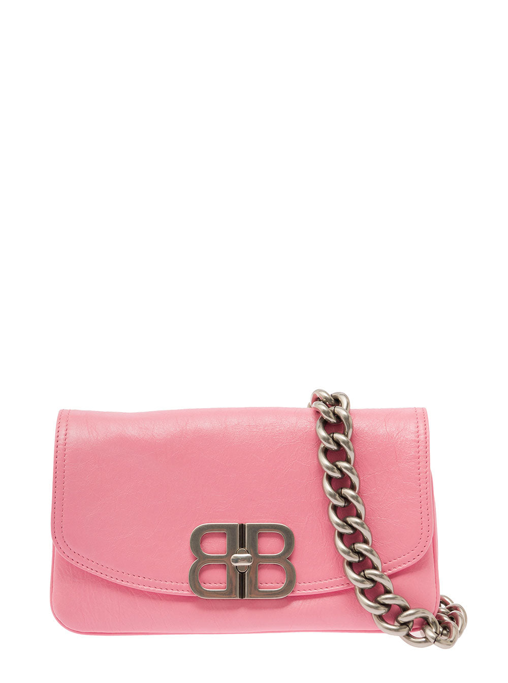 Balenciaga Women Pink Crossbody Bag With Palladium-Tone Bb Logo In Leather Woman by Luosophy