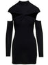 Coperni Women Mini Black Dress With Mock Neck And Twisted Cut-Out In Wool Woman by Luosophy