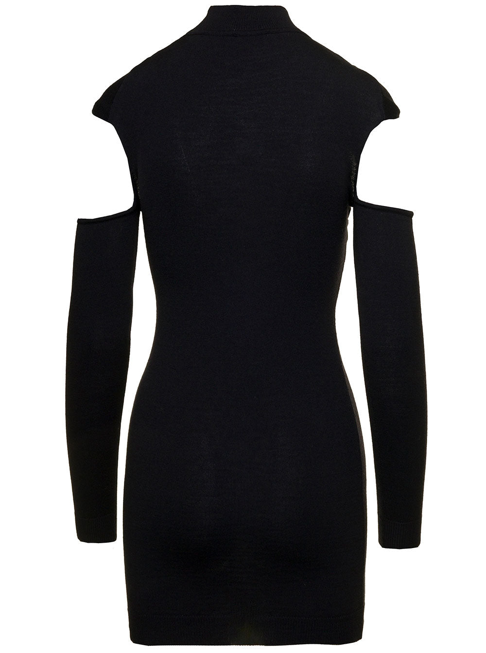 Coperni Women Mini Black Dress With Mock Neck And Twisted Cut-Out In Wool Woman by Luosophy