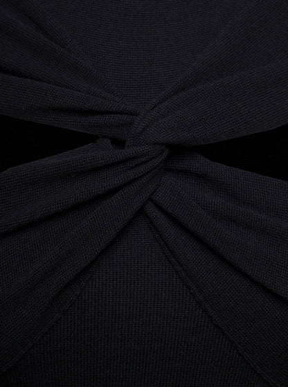 Coperni Women Mini Black Dress With Mock Neck And Twisted Cut-Out In Wool Woman by Luosophy