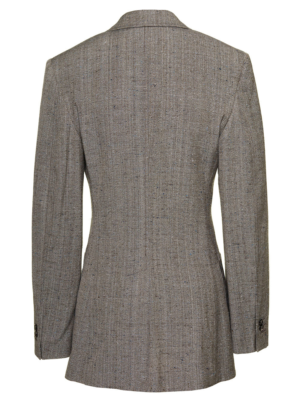 Bottega Veneta Women Grey Single-Breasted Slim-Fitted Jacket With Single Button In Viscose Blend Woman by Luosophy
