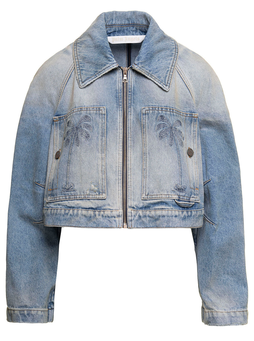 Palm Angels Women Paris Lw Cropped Denim Jacket by Luosophy