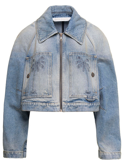 Palm Angels Women Paris Lw Cropped Denim Jacket by Luosophy
