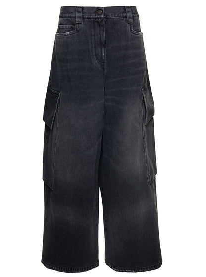 Palm Angels Women Bw Wide Denim Parachute by Luosophy