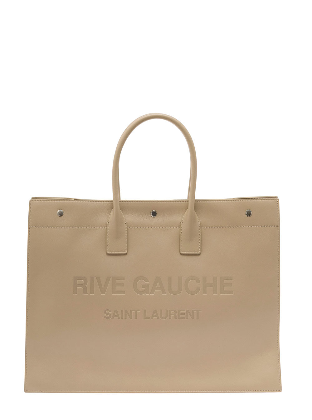 Saint Laurent Men Rive Gauche Large Tote Bag In Beige Leather Man by Luosophy