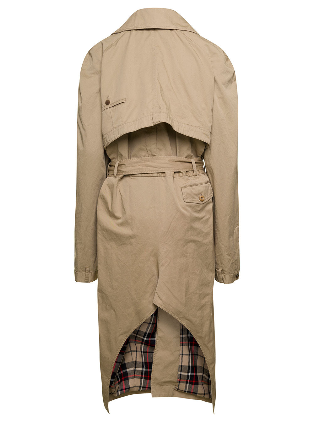 Balenciaga Women Beige Deconstructed Trench Coat With Matching Belt In Cotton Twill Woman by Luosophy