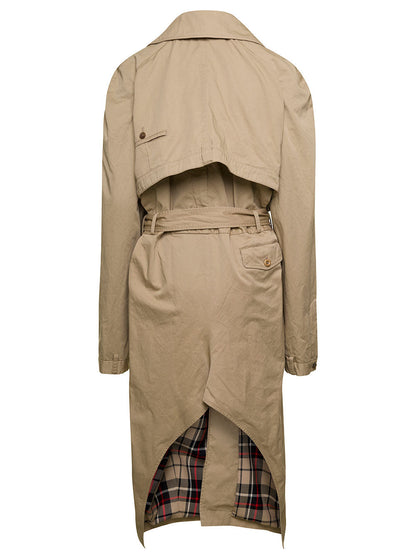 Balenciaga Women Beige Deconstructed Trench Coat With Matching Belt In Cotton Twill Woman by Luosophy