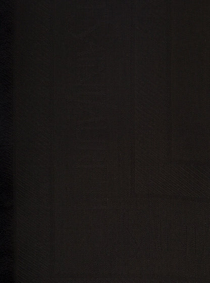 Saint Laurent Men Black Scarf With Jacquard Logo And Fringed Hem In Wool And Silk Man by Luosophy